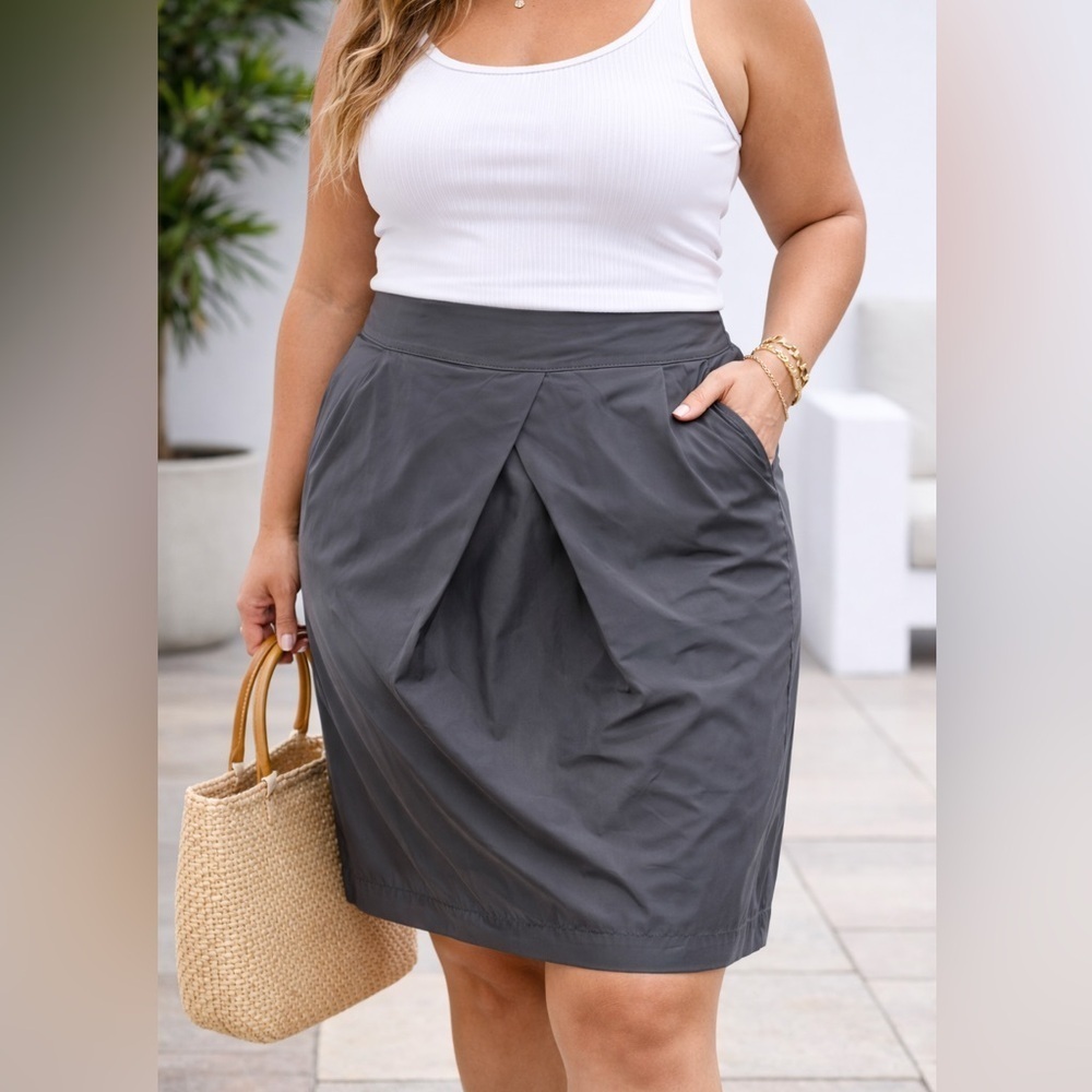 Ross Mayer Charcoal Nylon Tulip Skirt | Size 16 | Made in Canada